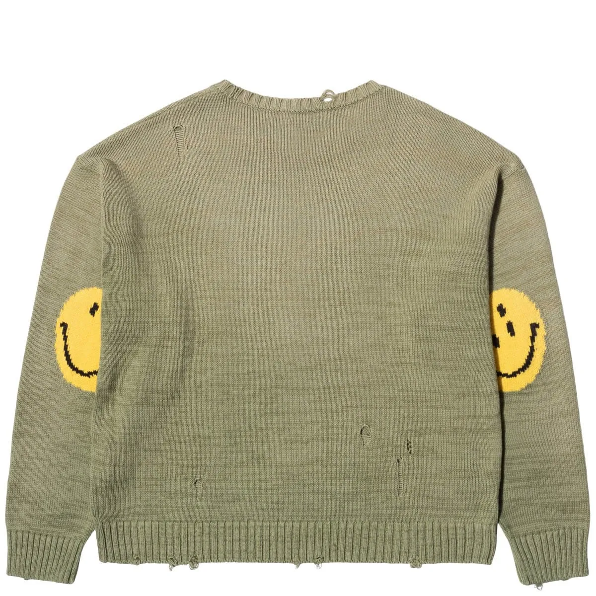 5G COTTON KNIT SMILIE PATCH CREW SWEATER