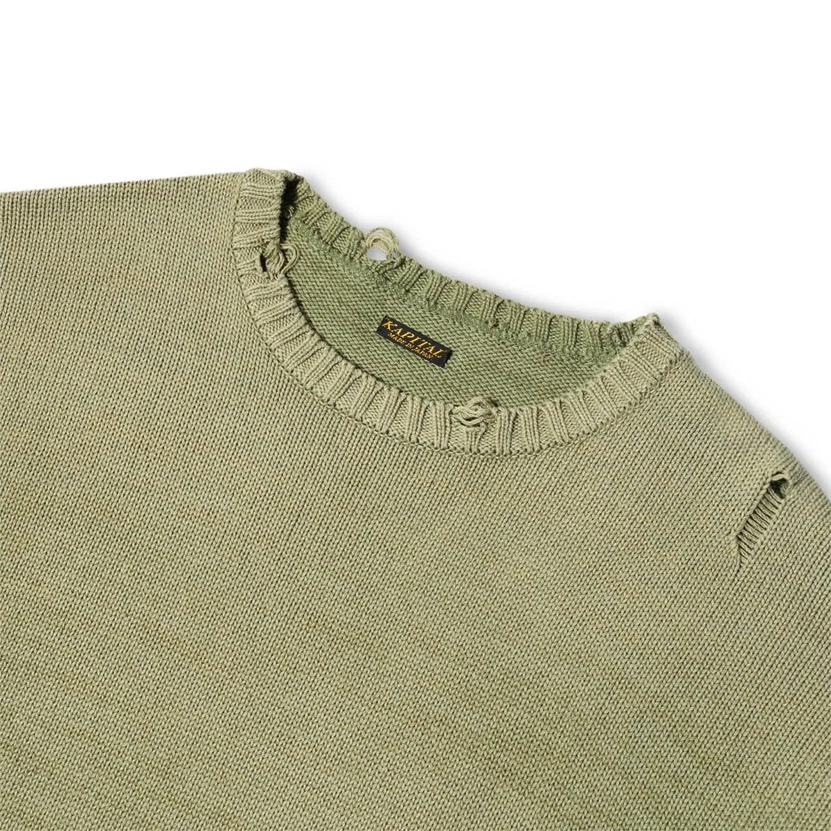 5G COTTON KNIT SMILIE PATCH CREW SWEATER