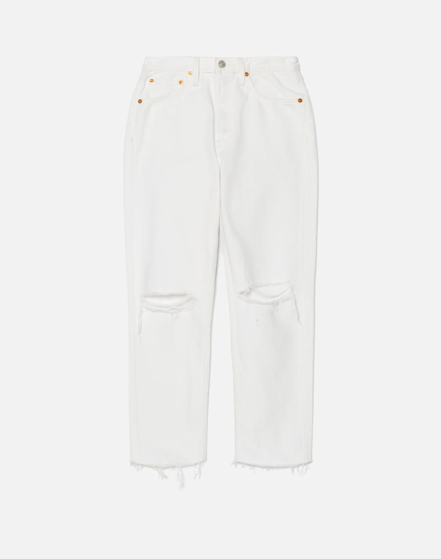 70s Stove Pipe Jean White Destroyed