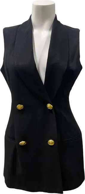 '90s Sleeveless Longline Blazer with Gold Buttons Dark Academia by Lois Snyder for Dani Max