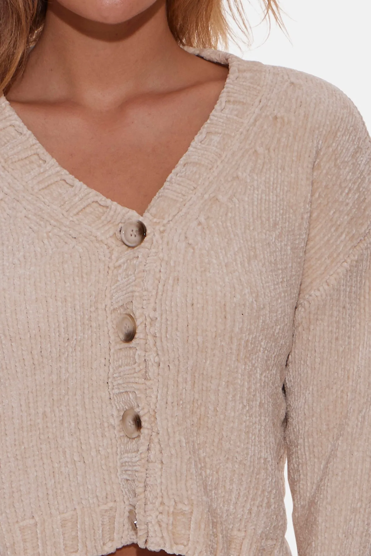 Adele Chenille Cardigan Cream