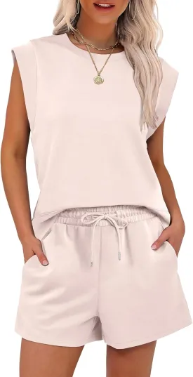 ANRABESS Two Piece Sets for Women 2025 Summer Short Lounge Set Casual Beach Vacation Outfits Spring Sweatsuits Tracksuit