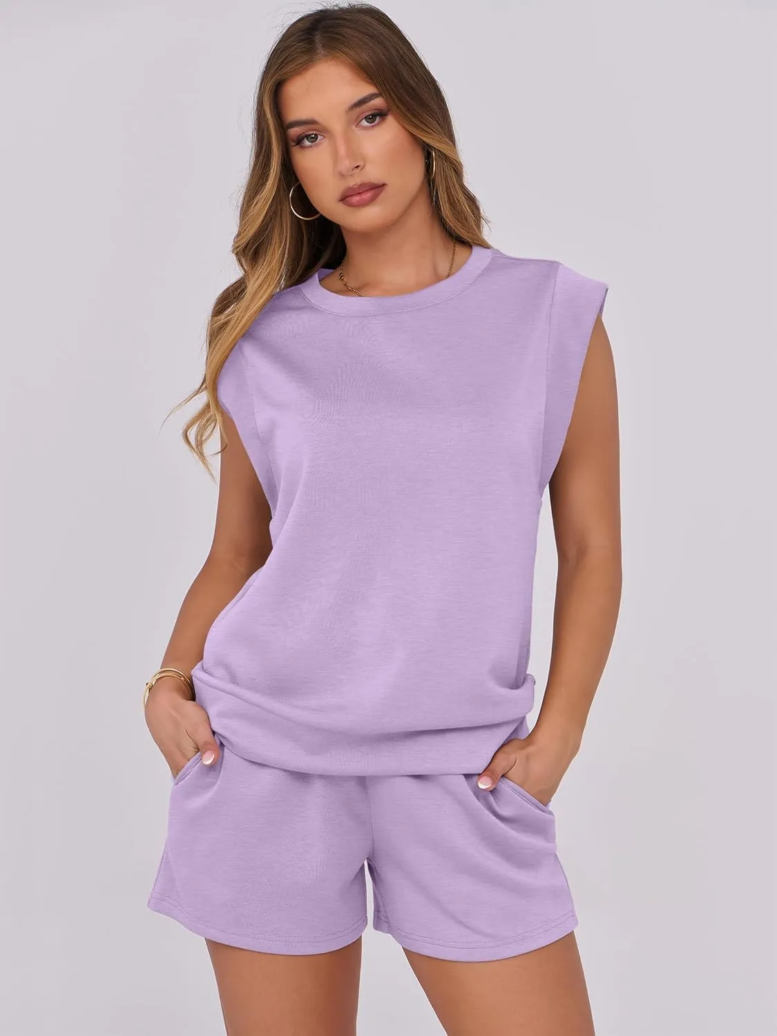 ANRABESS Two Piece Sets for Women 2025 Summer Short Lounge Set Casual Beach Vacation Outfits Spring Sweatsuits Tracksuit