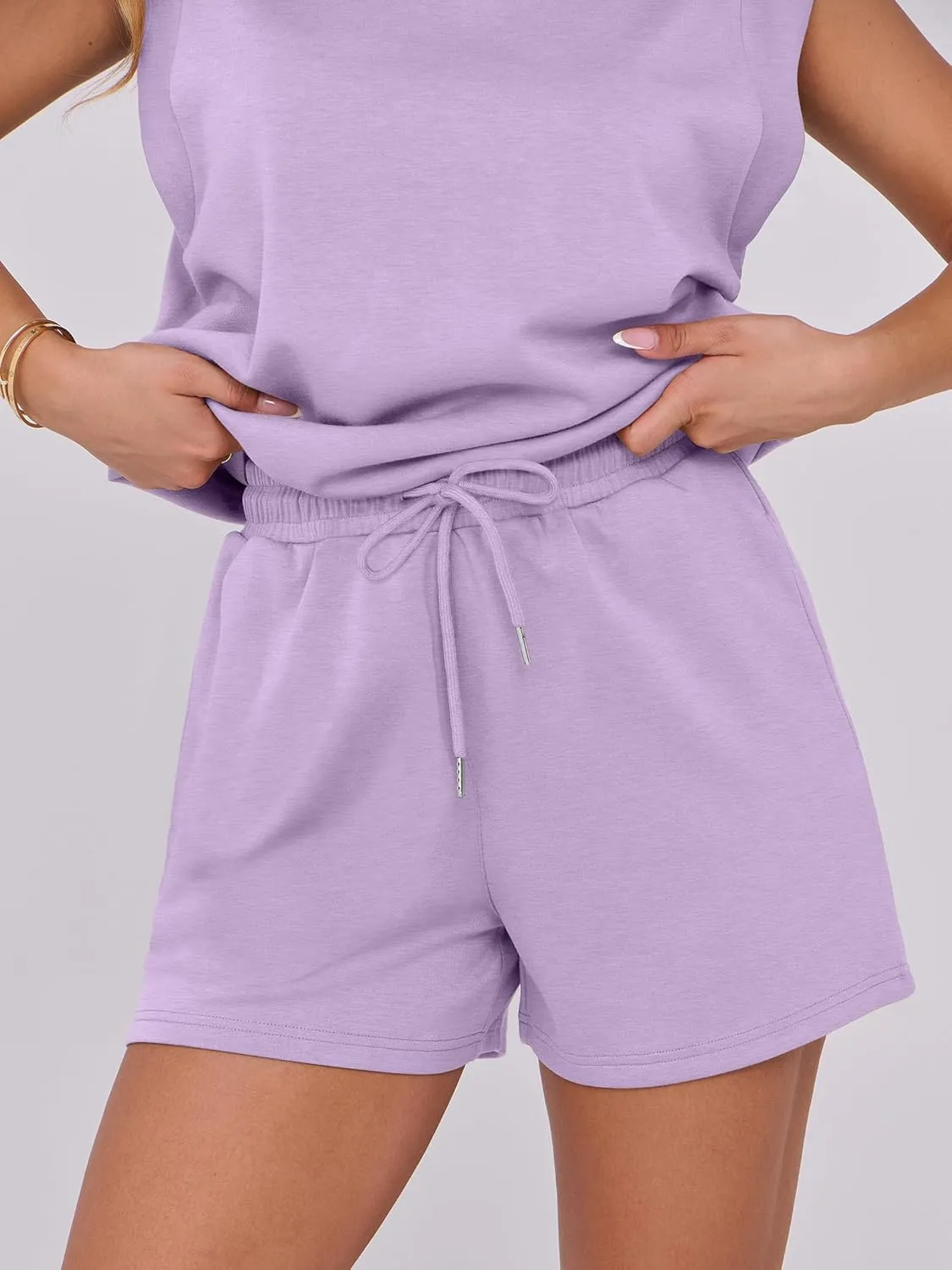 ANRABESS Two Piece Sets for Women 2025 Summer Short Lounge Set Casual Beach Vacation Outfits Spring Sweatsuits Tracksuit