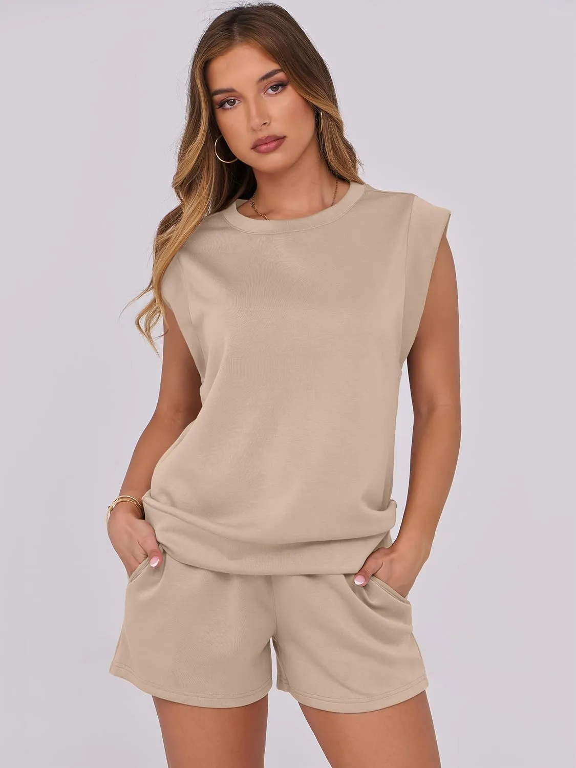 ANRABESS Two Piece Sets for Women 2025 Summer Short Lounge Set Casual Beach Vacation Outfits Spring Sweatsuits Tracksuit