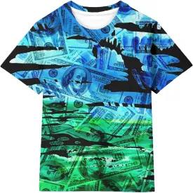 Asylvain Boys Girls Shirts Short Sleeve 3D Print Funny Colorful Tee Shirts for Kids Size 6-16