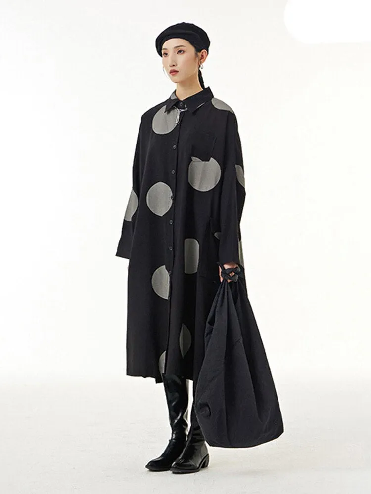 Autumn New Plus Size Women's Loose And Slim Dress Irregular Large Dot Print Plus Size Coat