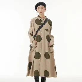 Autumn New Plus Size Women's Loose And Slim Dress Irregular Large Dot Print Plus Size Coat