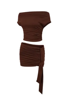 Bailey Mini Skirt Set (Chocolate Brown)