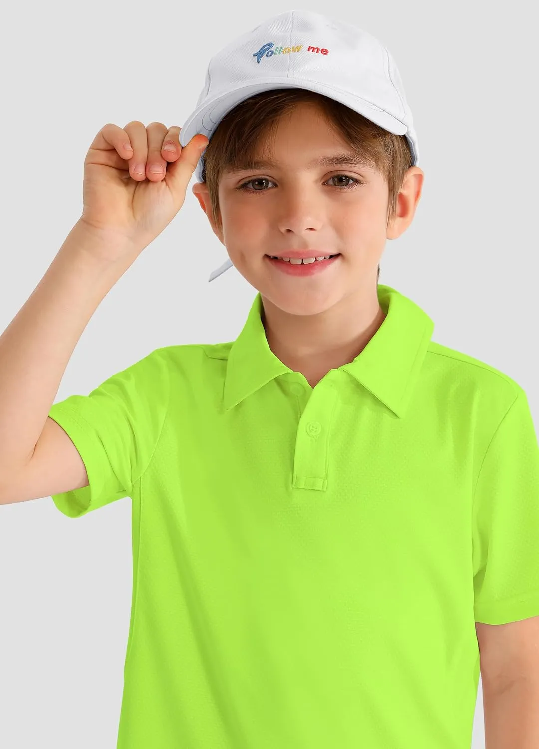 Boys' Performance Polo Shirt - Golf Grid Short Sleeve Collar Shirts Youth Stretch Quick Dry Lightweight Athletic UPF50 