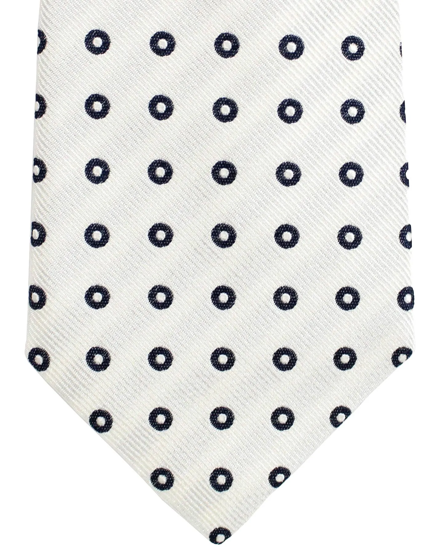 Brunello Cucinelli Tie White Navy Circles