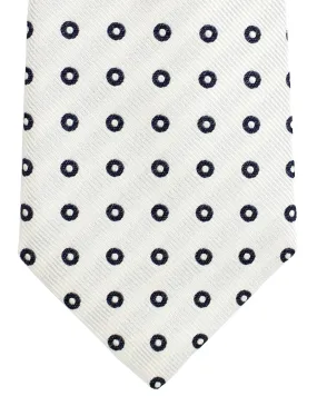 Brunello Cucinelli Tie White Navy Circles