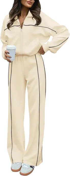 BTFBM Women's Two Piece Tracksuit Fall 2025 Long Sleeve Zip Up Sweatshirt Long Pants Outfits Jogger Sweatsuit Sets