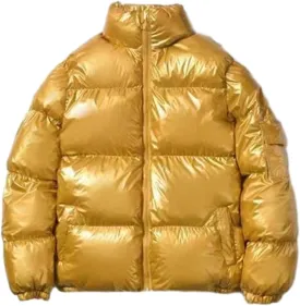 Cambkatl Men's Glossy Padded Winter Coat Metallic Full Zip Down Quilted Puffer Jacket Warm Plus Size Shiny Puffy Outerwear