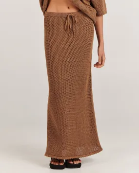 CHARLIE HOLIDAY SARAH MAXI SKIRT - BROWN