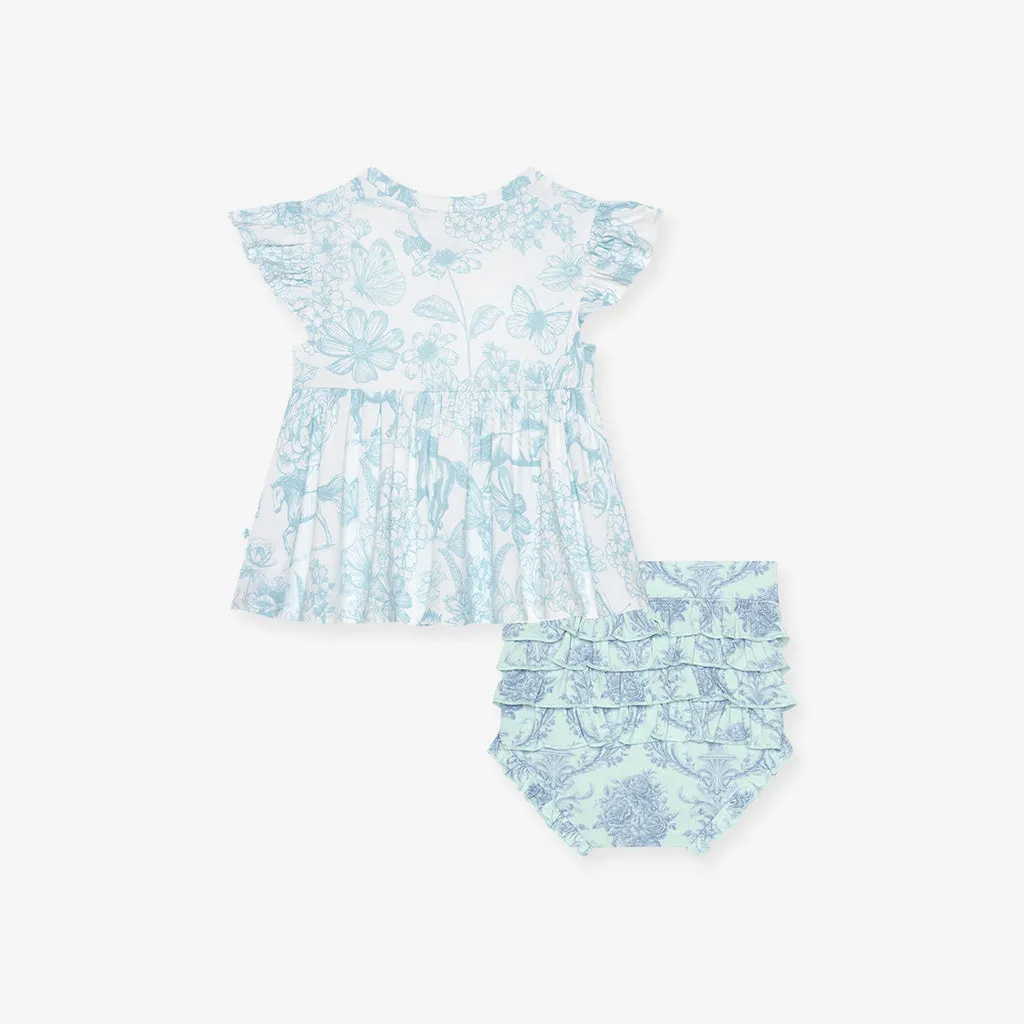 Charlotte Anne Ruffled Cap Sleeve Peplum Ruffled Bummie Set