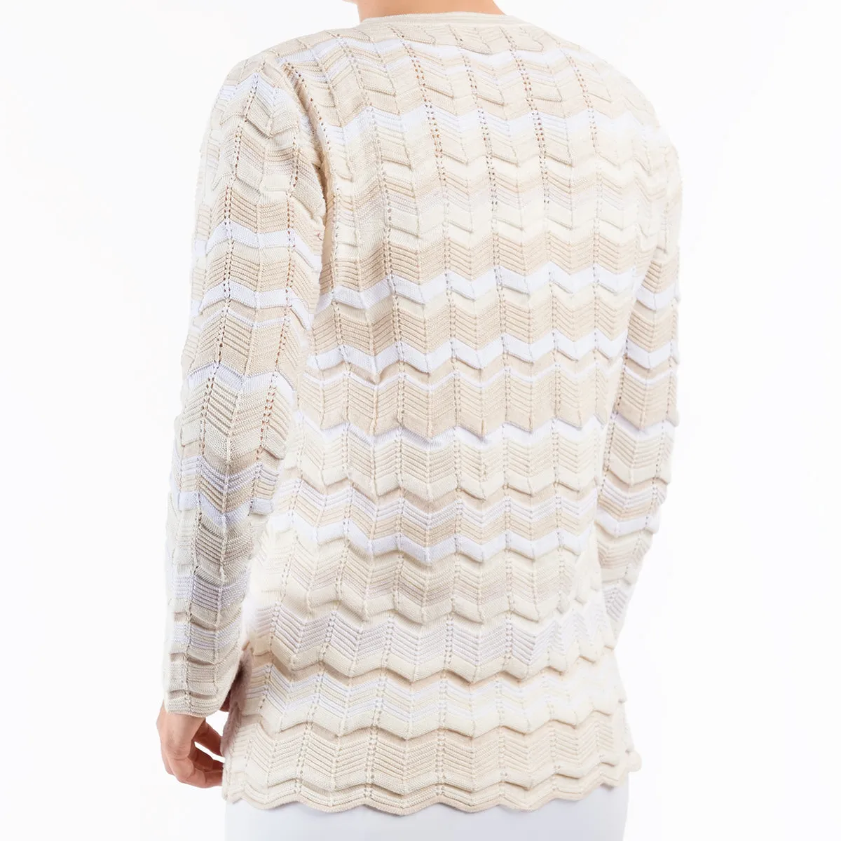 Chevron Cardigan in Beige