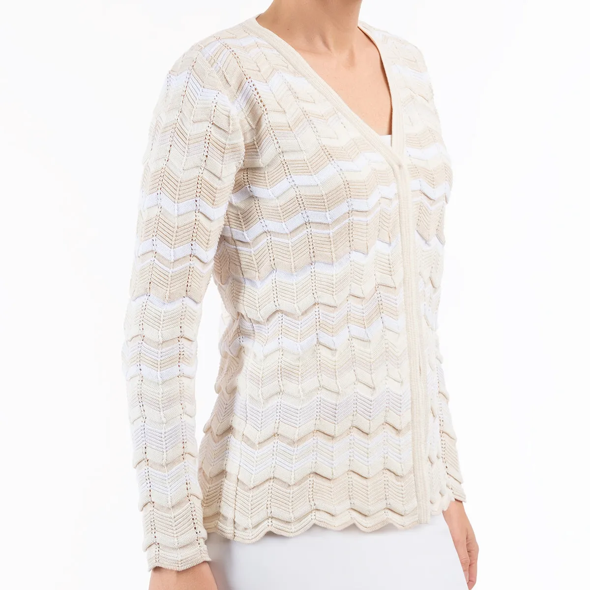 Chevron Cardigan in Beige