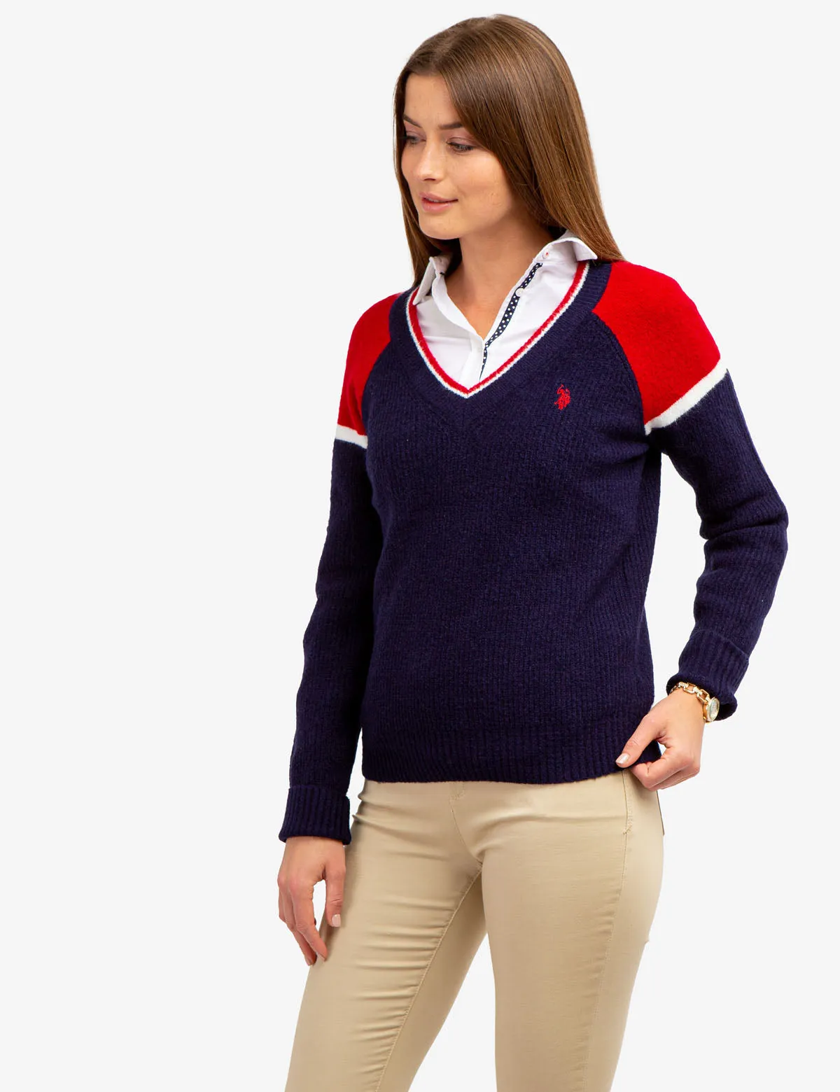 COLORBLOCK V-NECK SWEATER