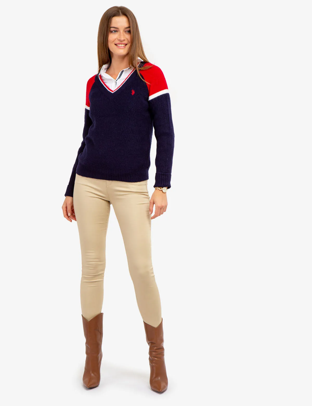 COLORBLOCK V-NECK SWEATER