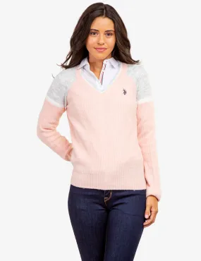 COLORBLOCK V-NECK SWEATER