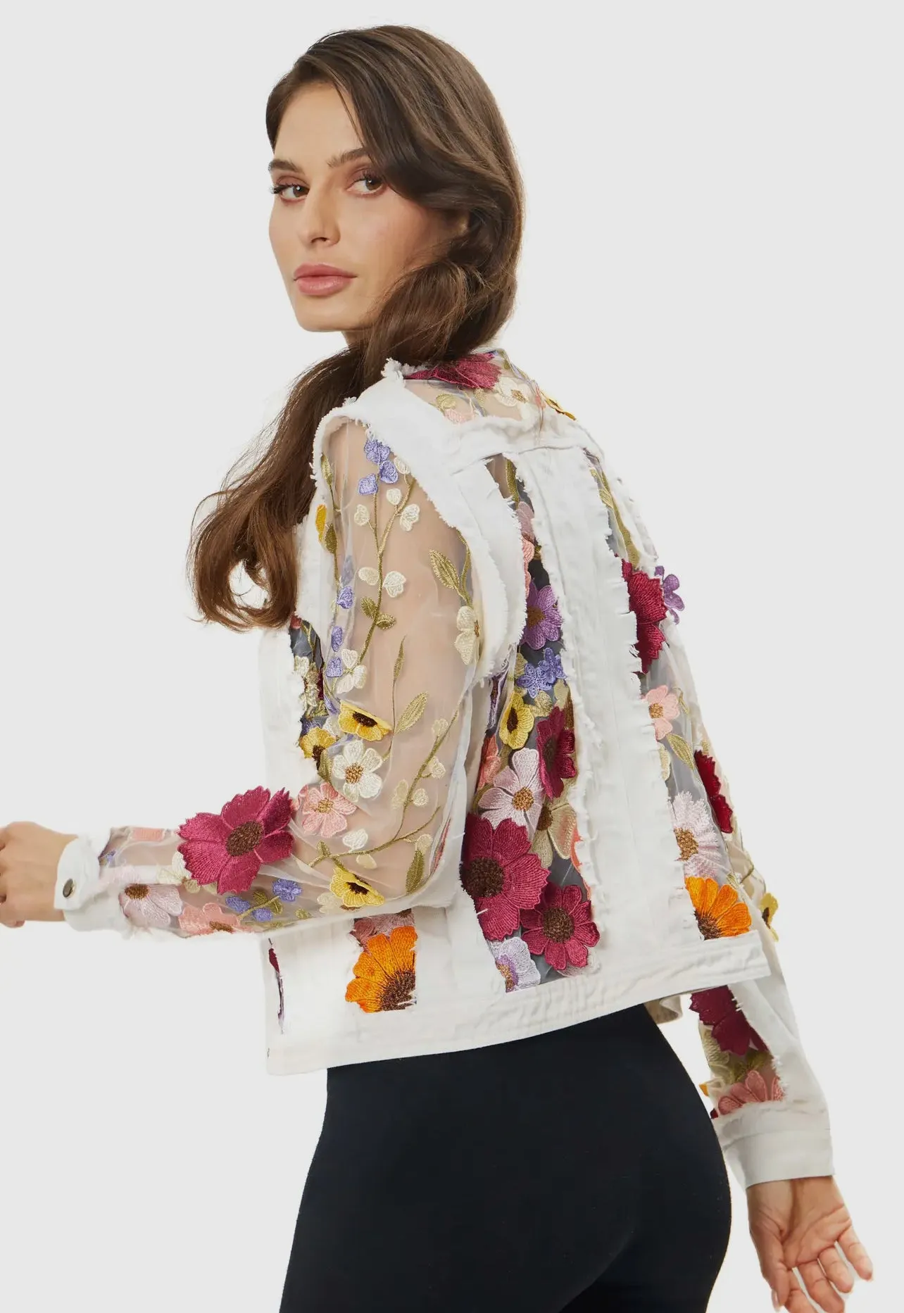 Denim Flower Illusion Jacket by Adore 2406W & 2406B