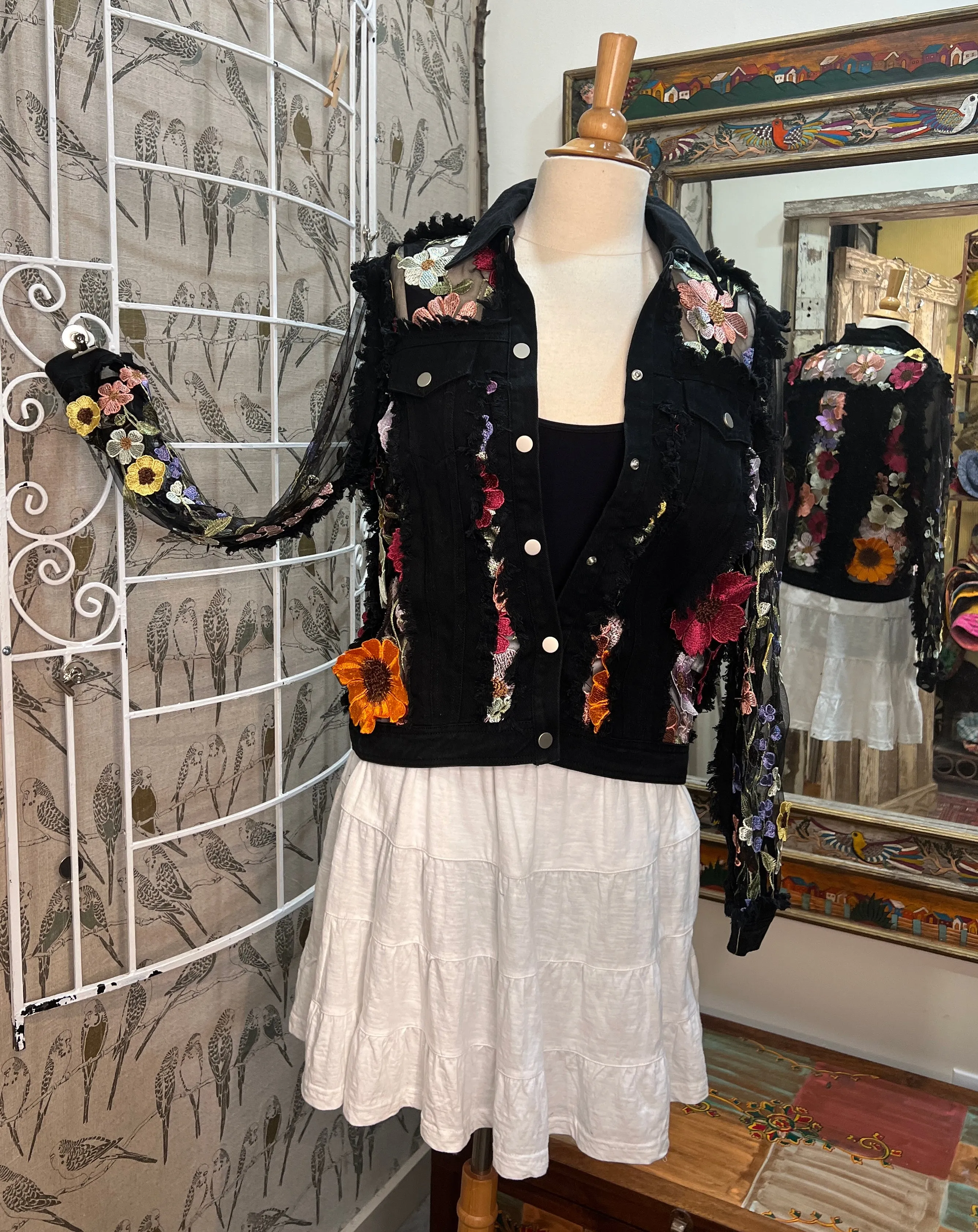 Denim Flower Illusion Jacket by Adore 2406W & 2406B