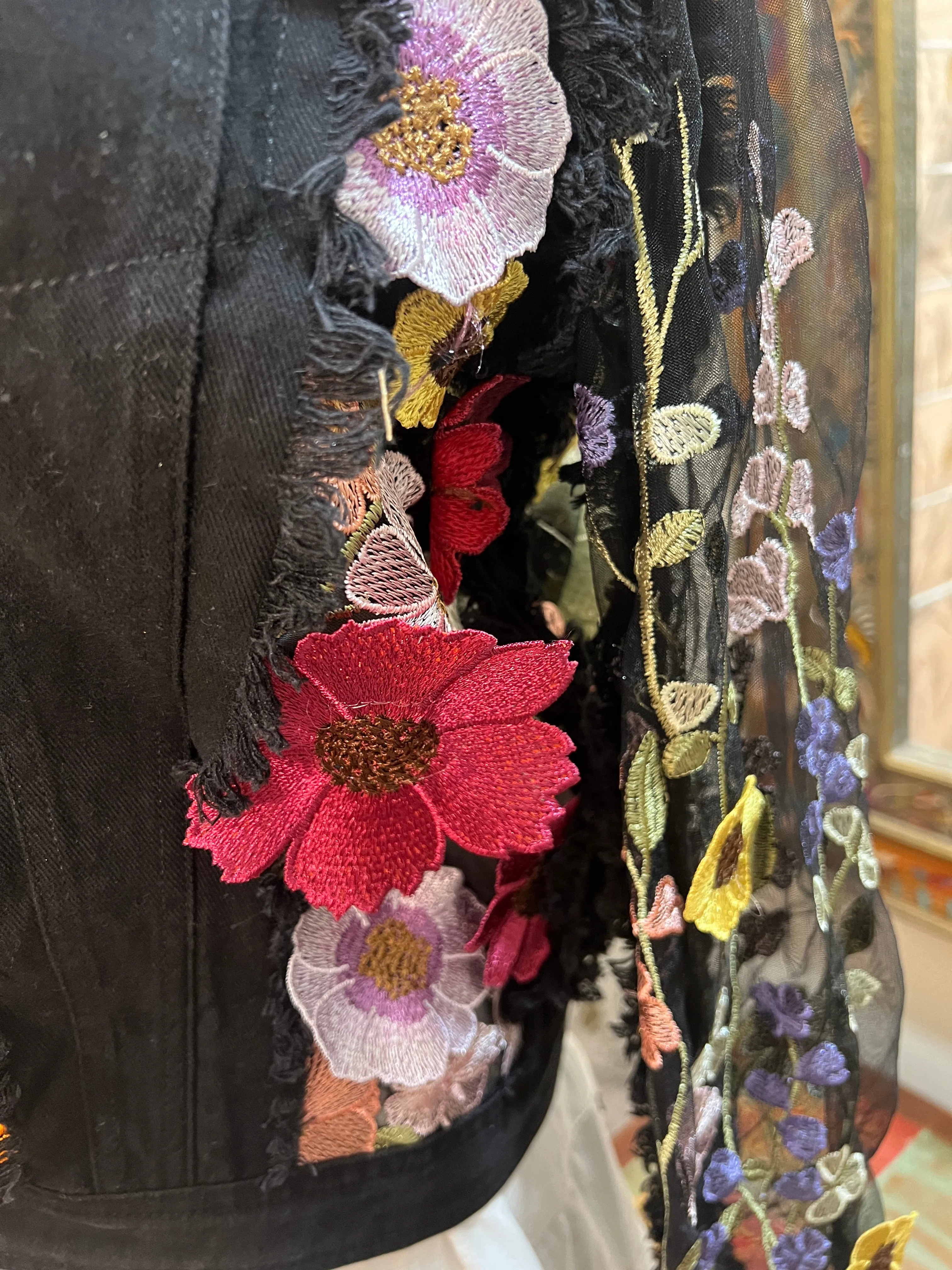 Denim Flower Illusion Jacket by Adore 2406W & 2406B