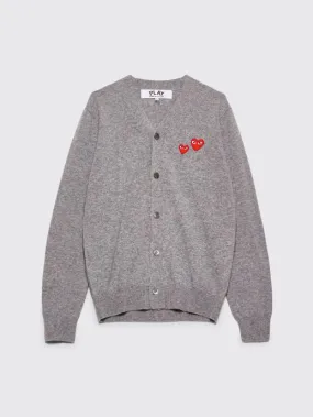 DOUBLE HEART KNITTED CARDIGAN GREY