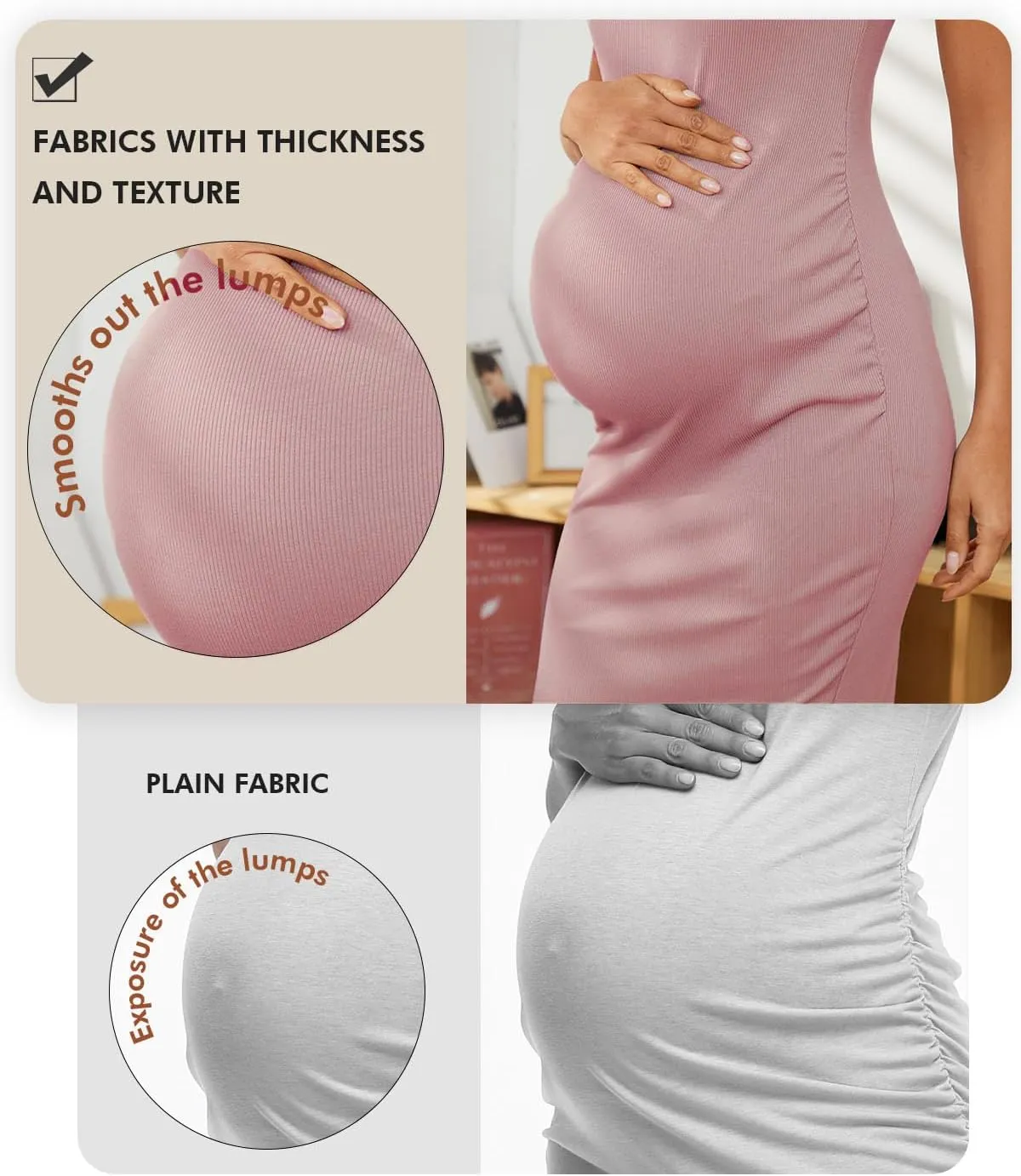Ecavus Women's Maternity Ribbed Slim Fit Dress Sleeveless Tank Dresses Scoop Neck Pregnancy Bodycon Dress for Casual Wear
