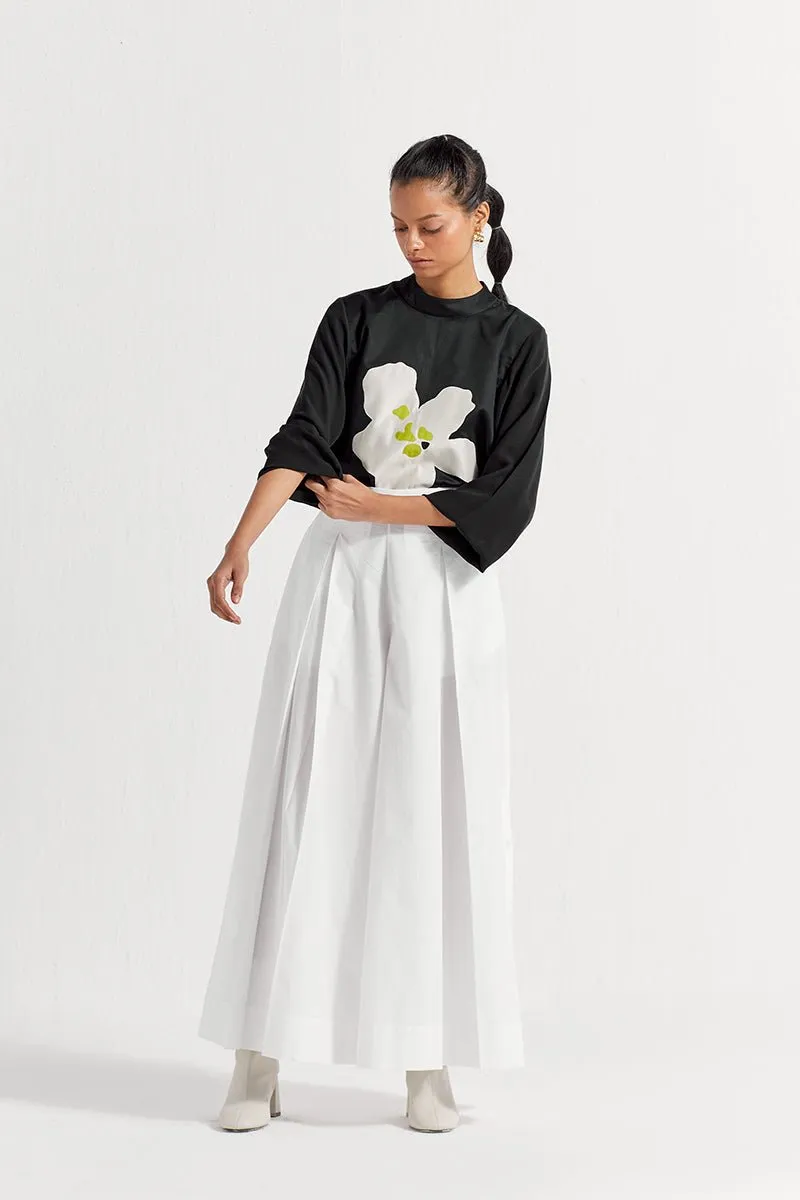 Floral Applique Top Co-ord (Set of 2 ) - Black