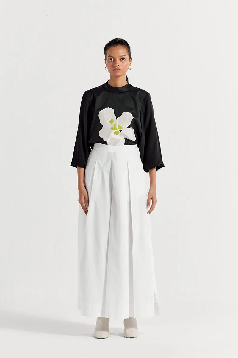 Floral Applique Top Co-ord (Set of 2 ) - Black