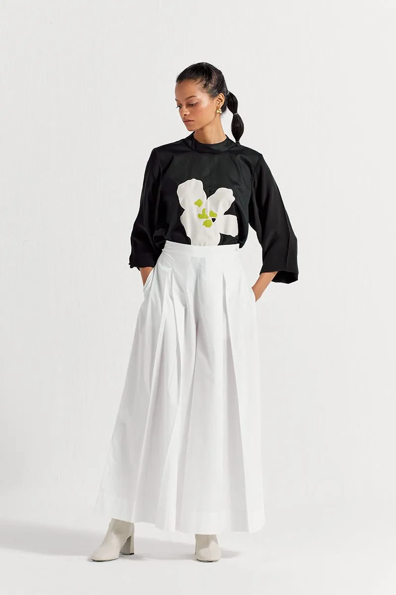 Floral Applique Top Co-ord (Set of 2 ) - Black