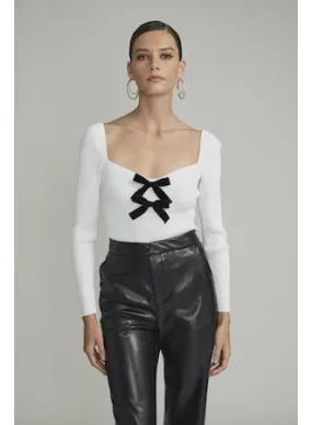 Generation Love Coralie Velvet Bow Top in White