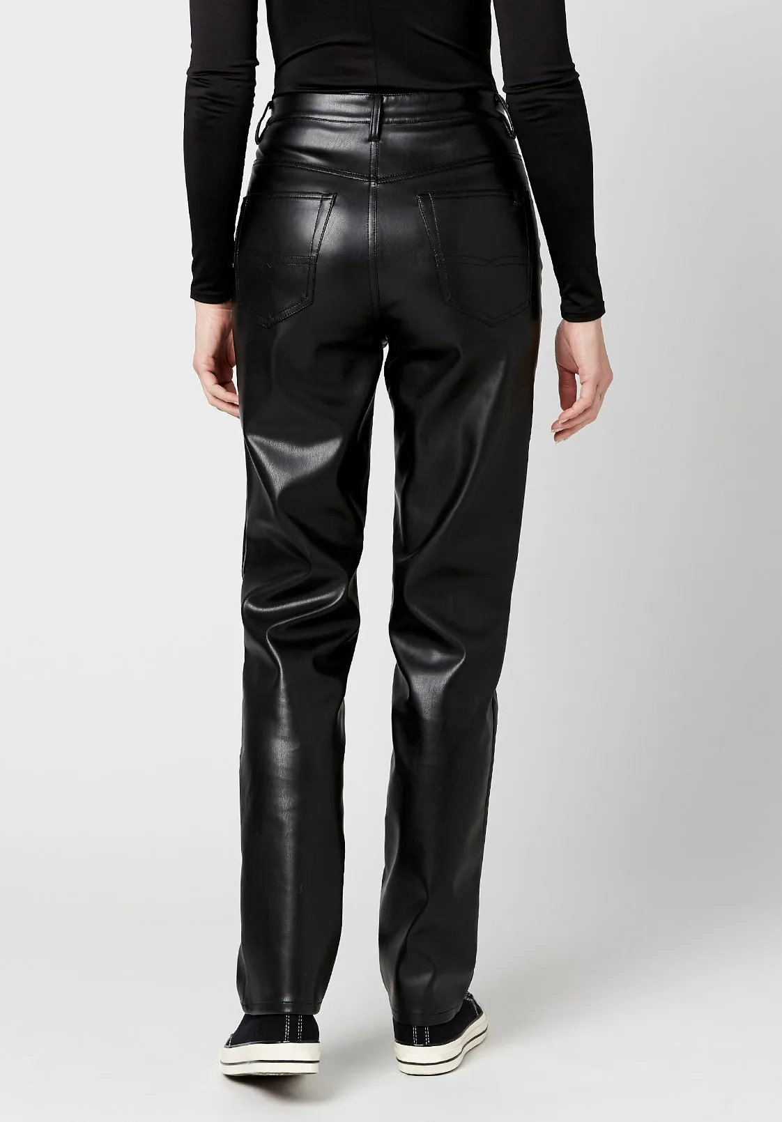 High Rise Jessie Women's Pleather Pants in Black - BL15851