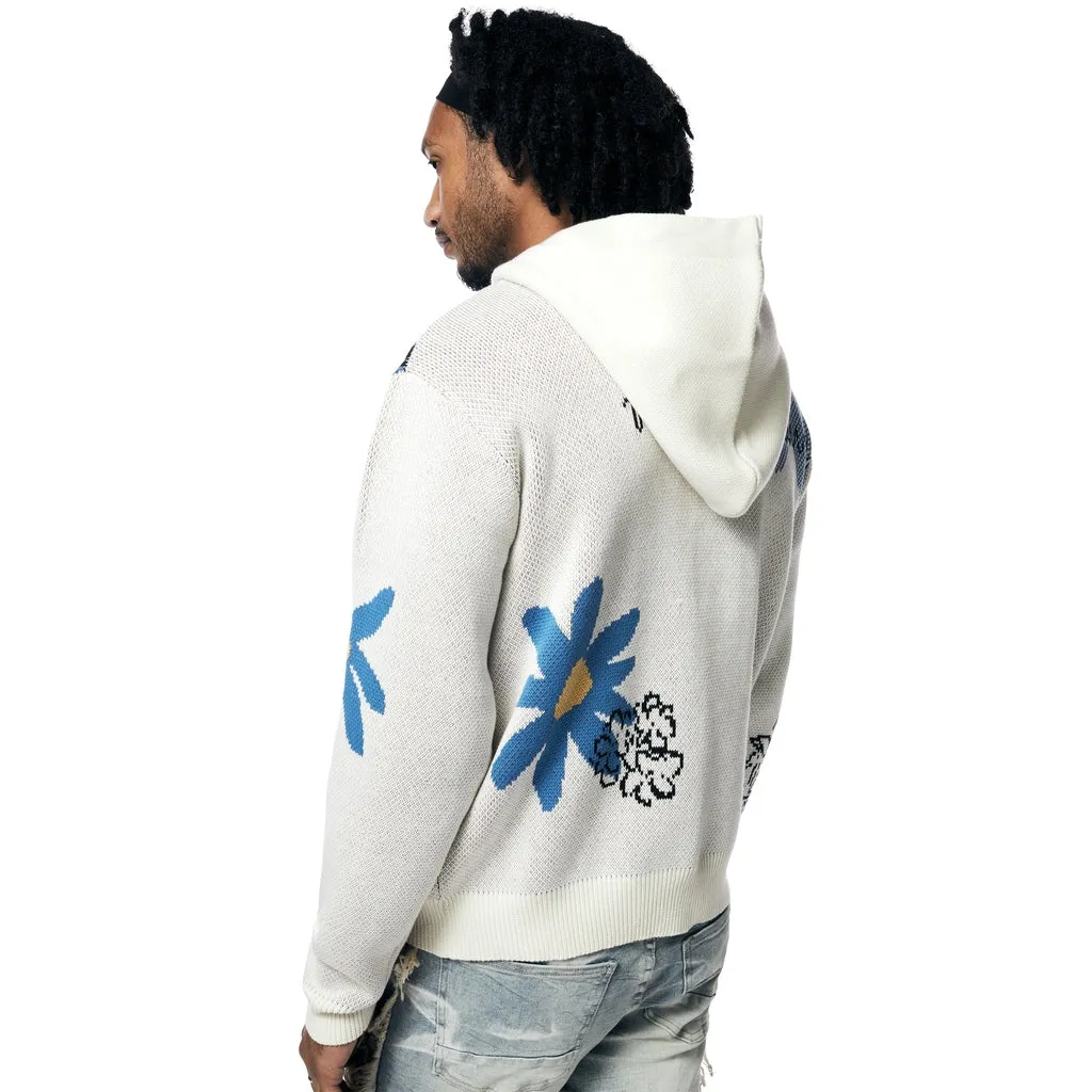 Jacquard Sweater Hoodie - Ecru