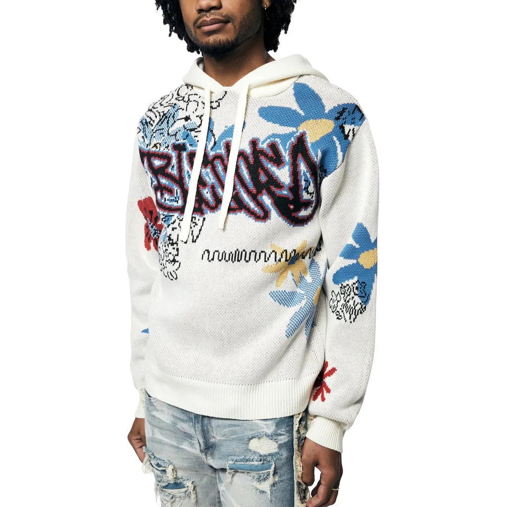 Jacquard Sweater Hoodie - Ecru