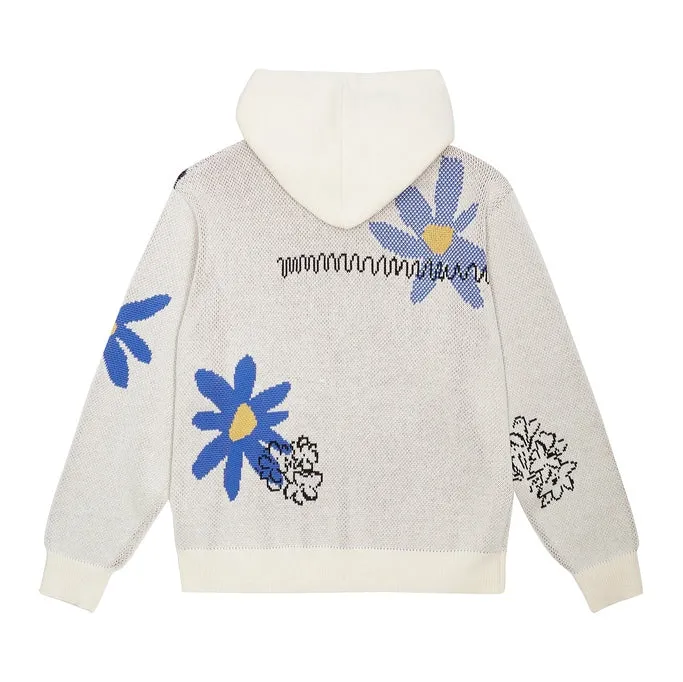 Jacquard Sweater Hoodie - Ecru
