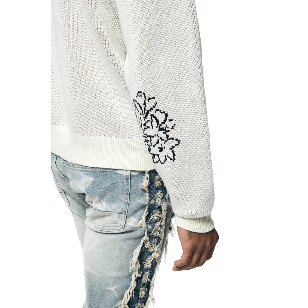 Jacquard Sweater Hoodie - Ecru