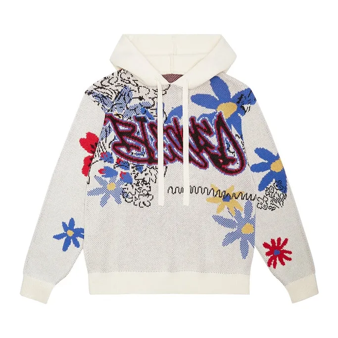 Jacquard Sweater Hoodie - Ecru