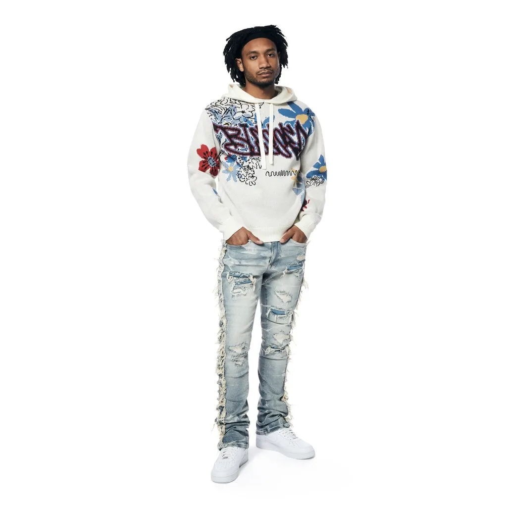 Jacquard Sweater Hoodie - Ecru