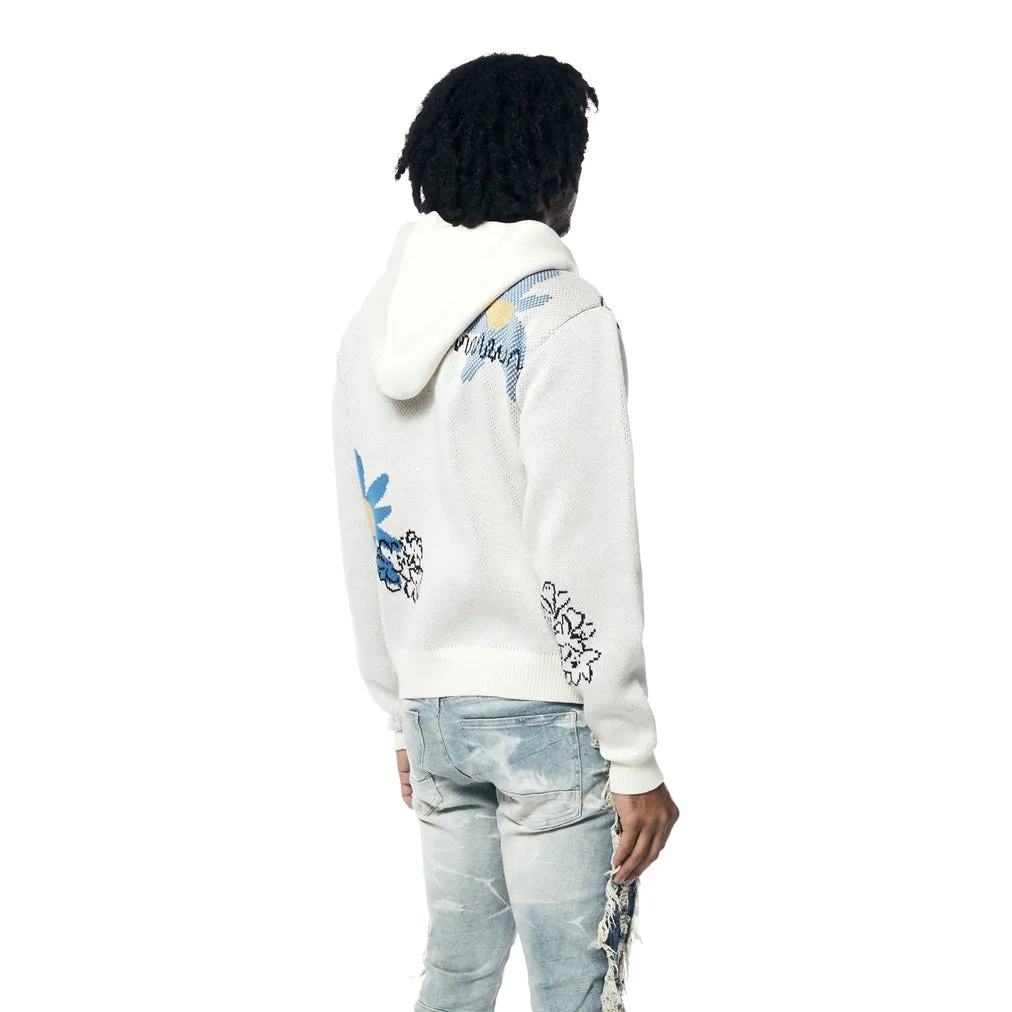 Jacquard Sweater Hoodie - Ecru