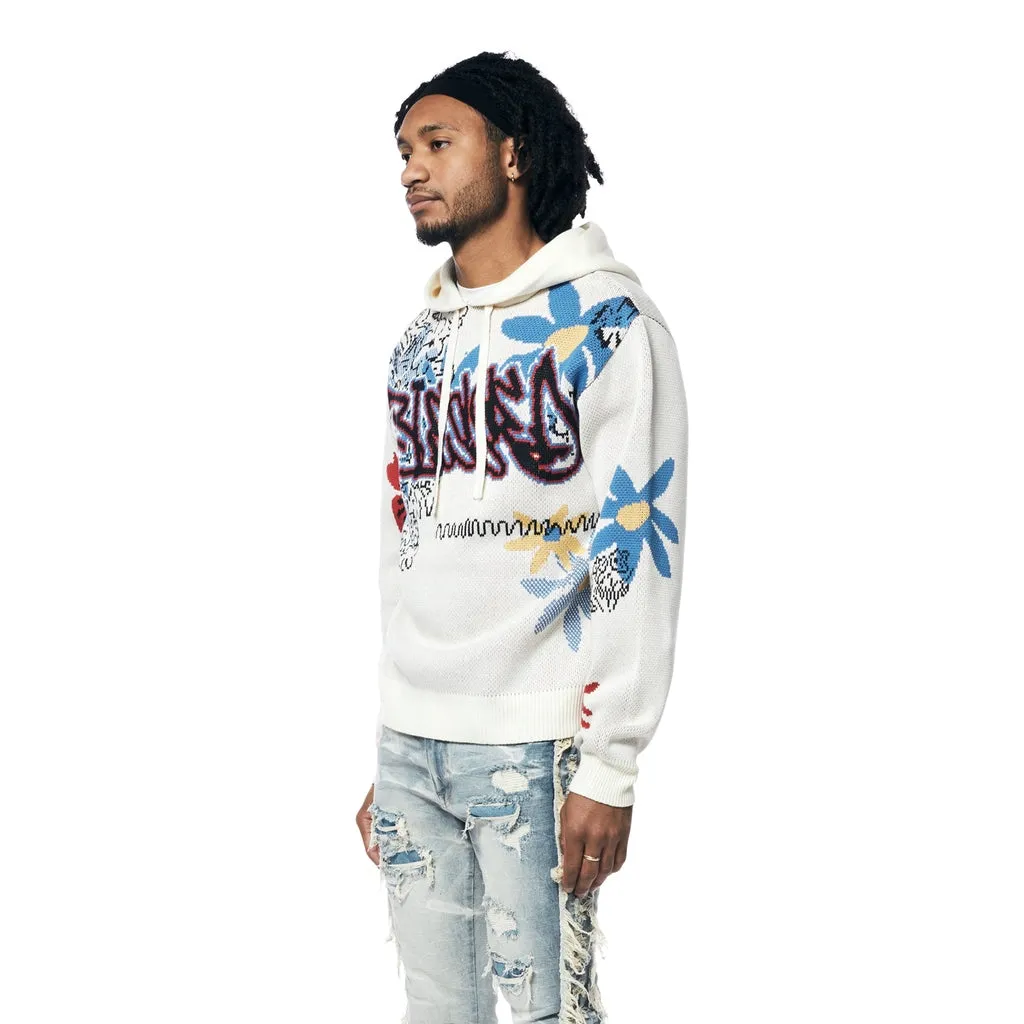 Jacquard Sweater Hoodie - Ecru