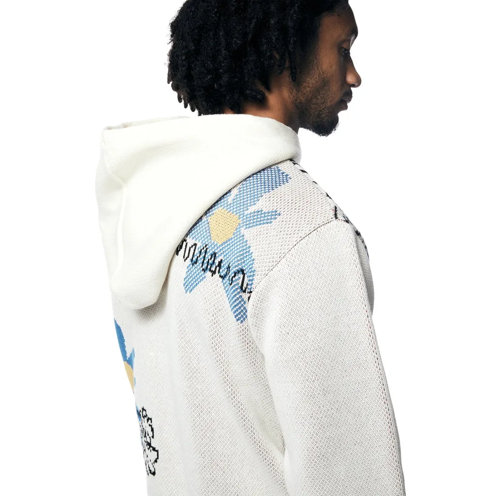Jacquard Sweater Hoodie - Ecru