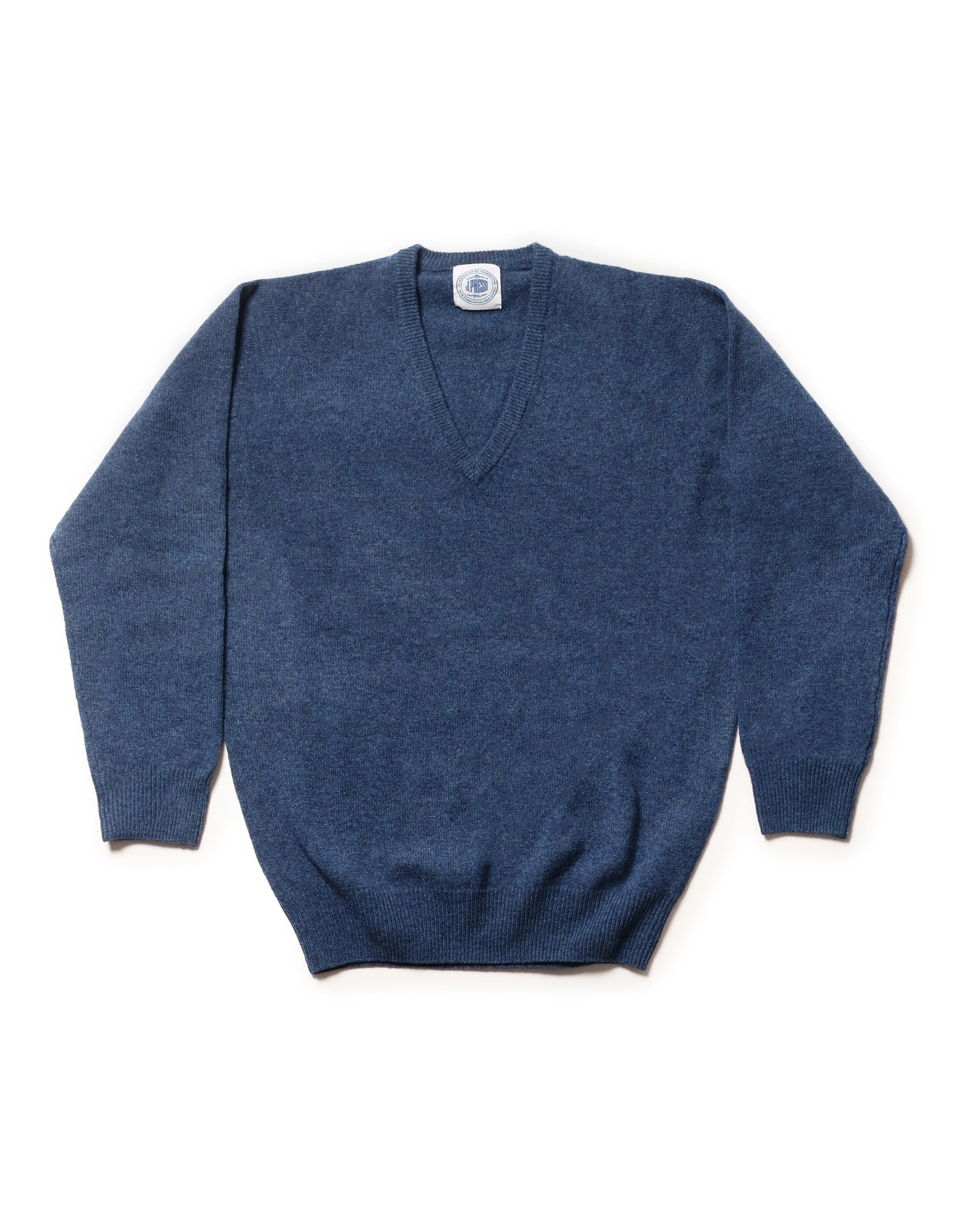 LAMBSWOOL GEELONG V NECK SWEATER - BLUE