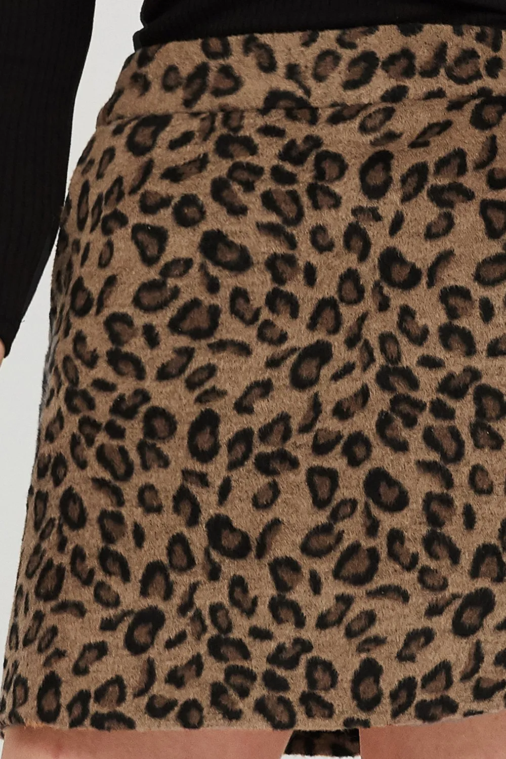 Leah Leopard Borg Mini Skirt