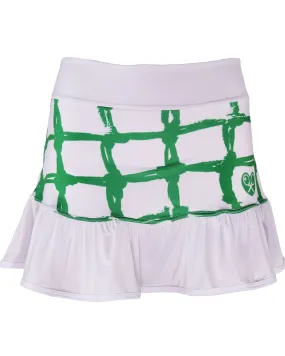 Limited Green Tennis Net on White Ruffle Skirt