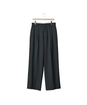 LONG WIDE TROUSERS "BLACK"(2/90 WOOL GABARDINE)