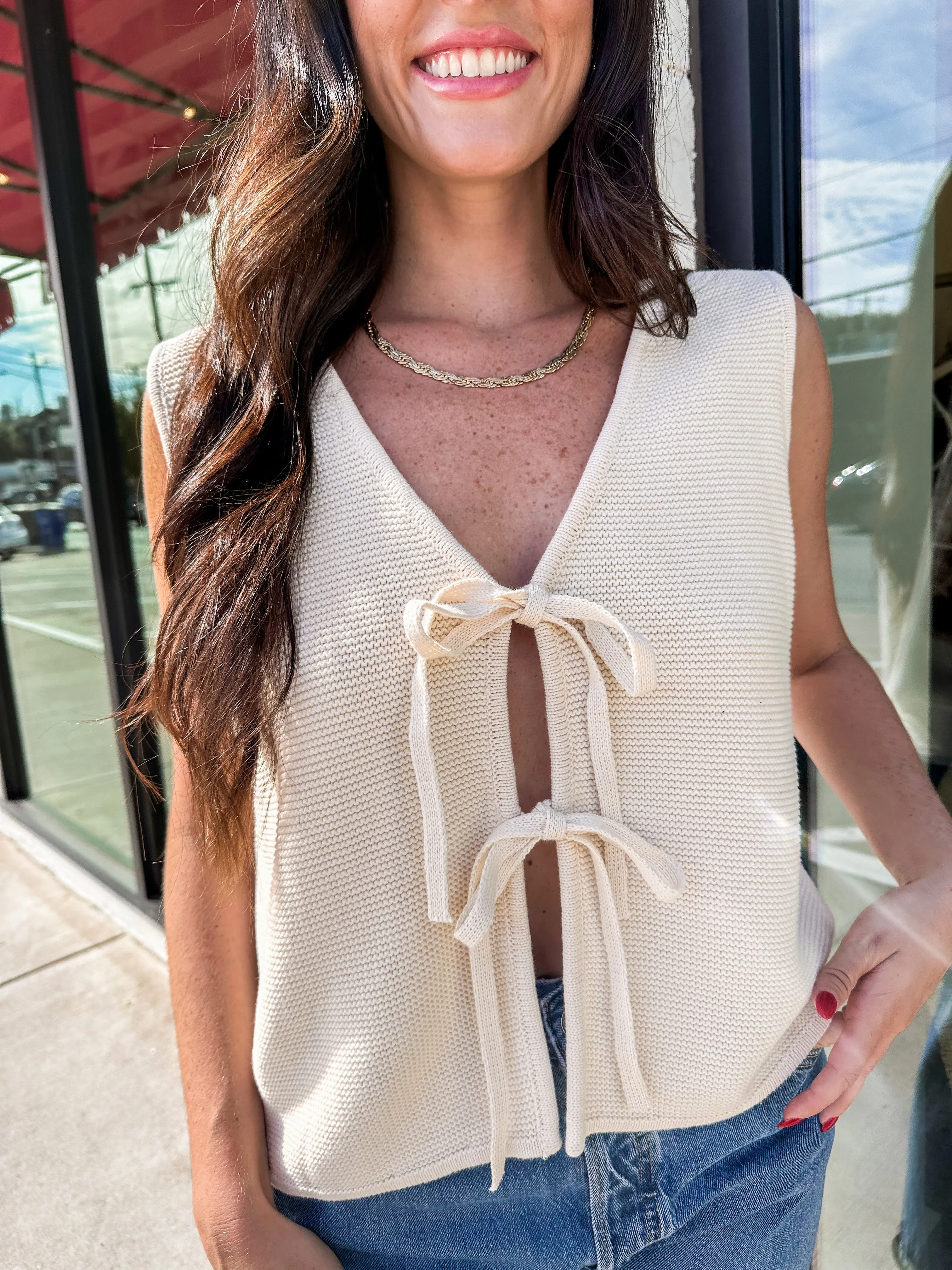 Luna Vest Top - Beige