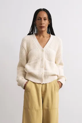 Margot Cardigan, Organic Tanguis Cotton, Ecru